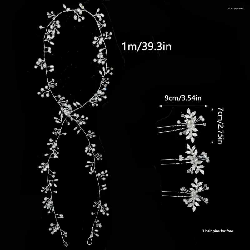 Hair Clips Bride Wedding Headwear Set 1 Meter Soft Chain Headband 3 Hairpins And Pin Hairpin Accessories.