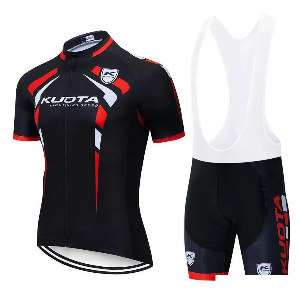 Sets Cycling Jersey Sets 2023 KUOTA Short Sleeve Men Cycling Jersey Set Breathable MTB Maillot Ciclismo Outdoor Sports Bib Pant Summer