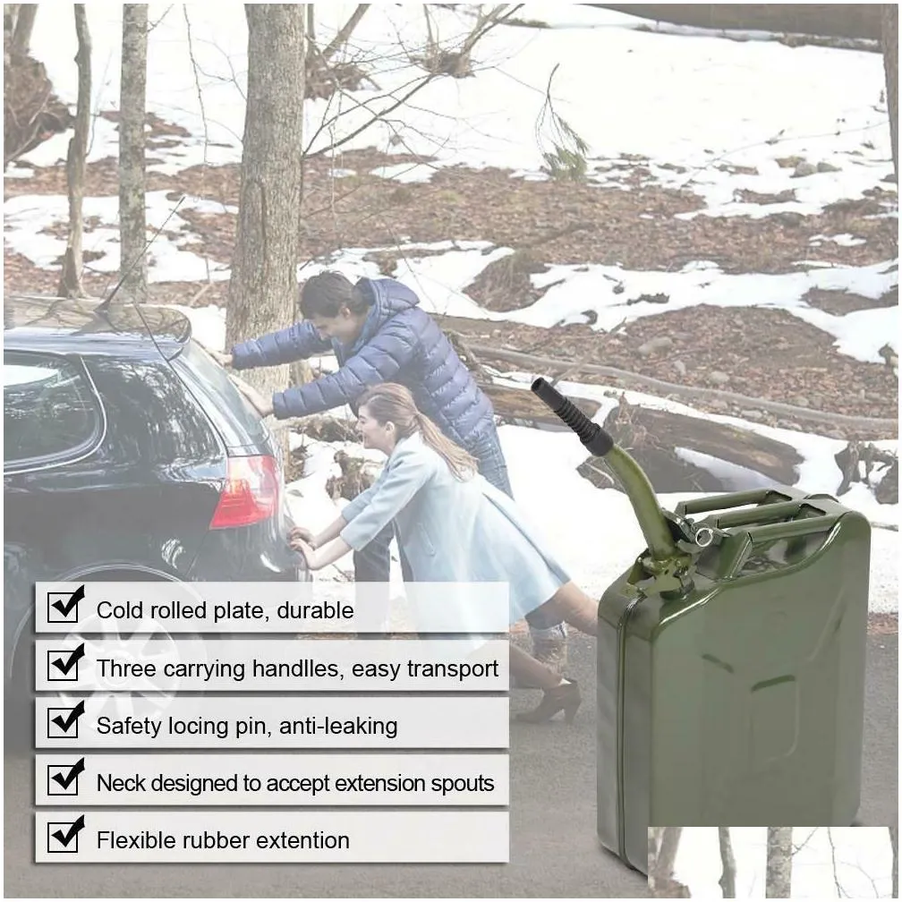 Other Household Sundries Jerry Can 5 Gal 20L Steel Gasoline Gas Fuel Tank Military Emergency Portable 287E Drop Delivery Home Garden Otxki