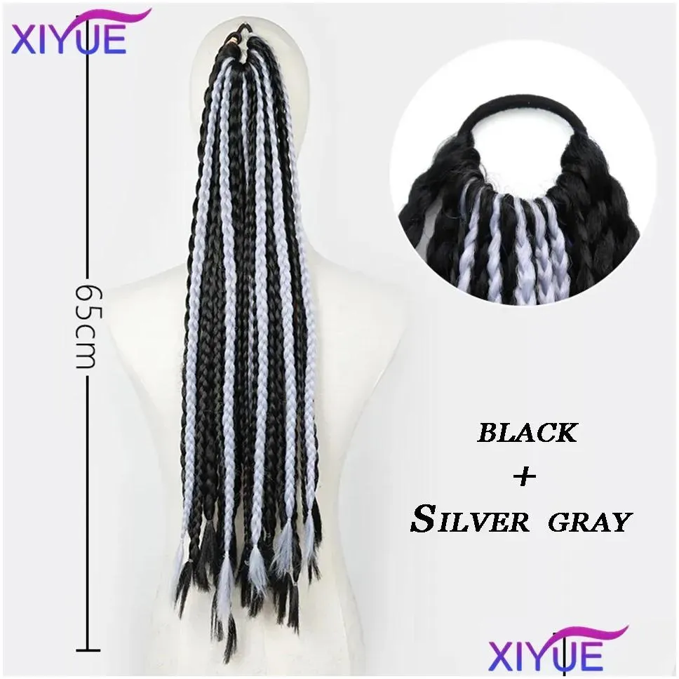 Ponytails XIYUE Dirty braids ponytail wigs braids colorful braids magical tools for European and American street dance hiphop