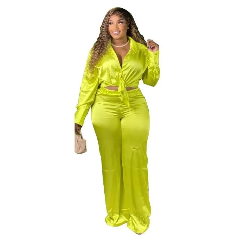 Women`S Plus Size Tracksuits Womens Perl Glossy Ol Two Piece Sets Outifits Clothing Fashion Matching Set Ropa De Mujer Tallas Grandes Dhez6