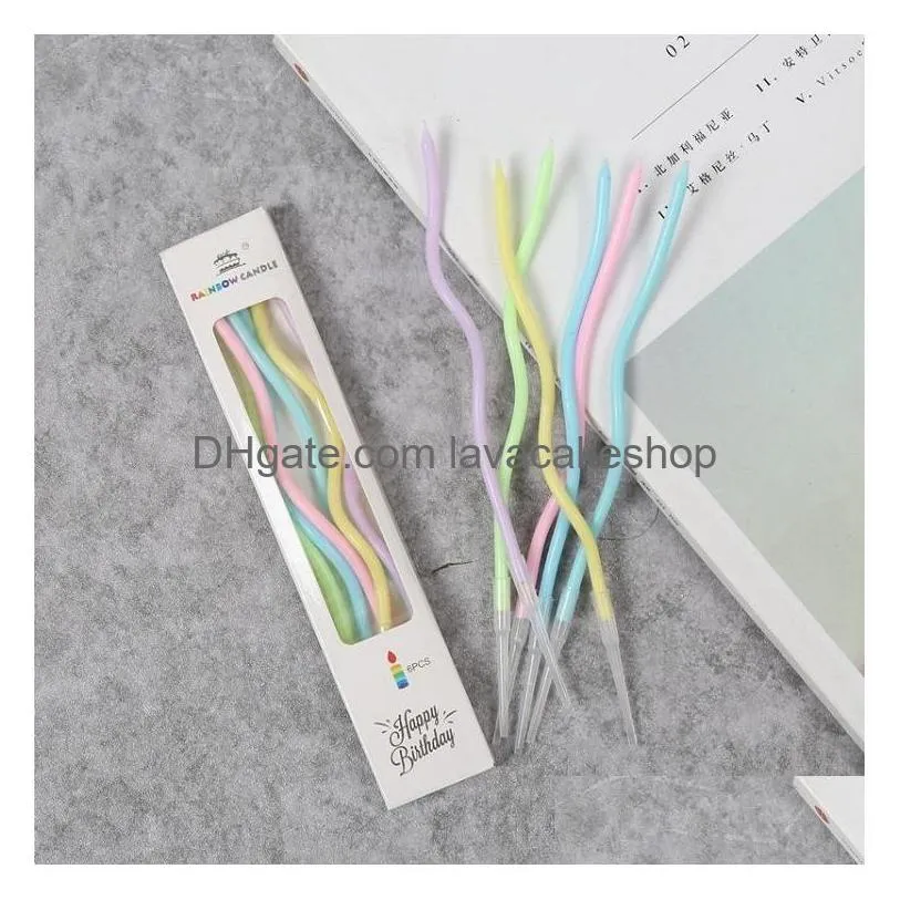 spiral wave candles curved slender color birthday candle wedding birthday party cake decoration home d￩cor t2i51979