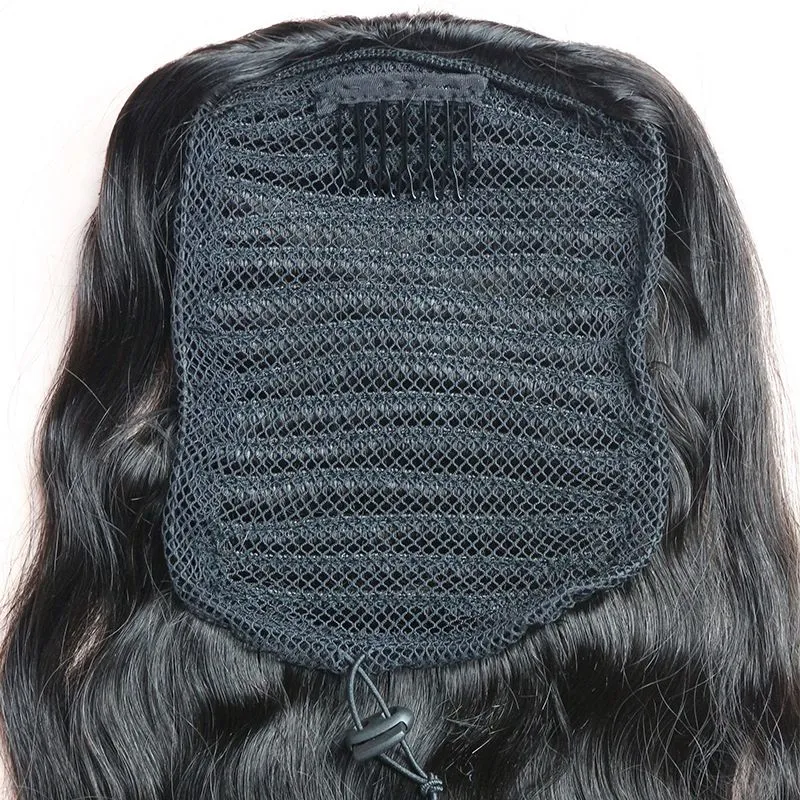 Human Clip Ins Ponytail For Women Natural Black Body Wave Clip in Human Hair Extensions Mongolian Remy Hair Double Weft