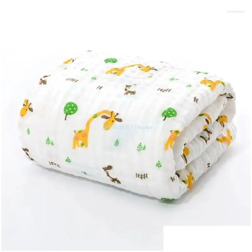 Blankets Soft Silky Cartoon Muslin Swaddle Neutral Receiving Blanket Large Dropship