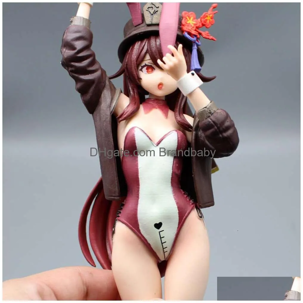 finger toys 27cm genshin impact hu tao bunny sexy anime girl figure klee/venti/qiqi/nahida action figure adult collectible model doll