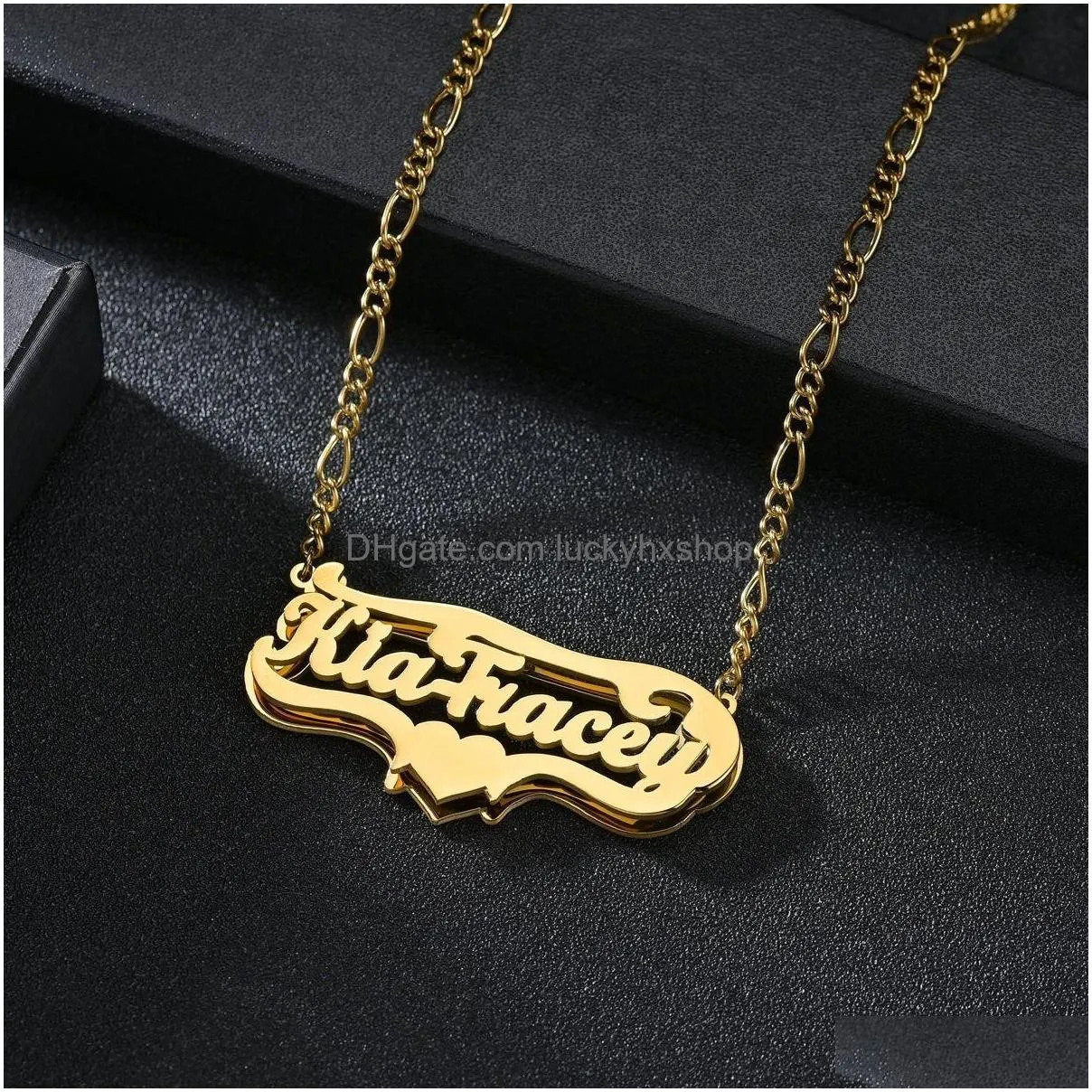 pendant necklaces customized double name hip hop letter necklace gothic plated piercing carving pendants jewelry gift 230710