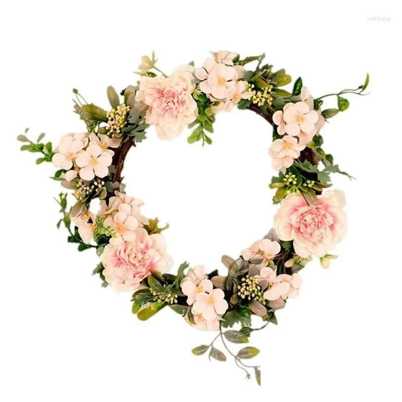 Decorative Flowers Artificial Flower Wreath Front Door Camellia For Wedding Parties Home Wall Decor