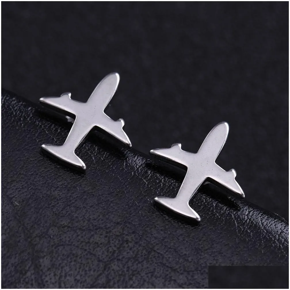 trendy simple airplane earrings fashion stud for women jewelry party friends wedding best gifts new stainless steel