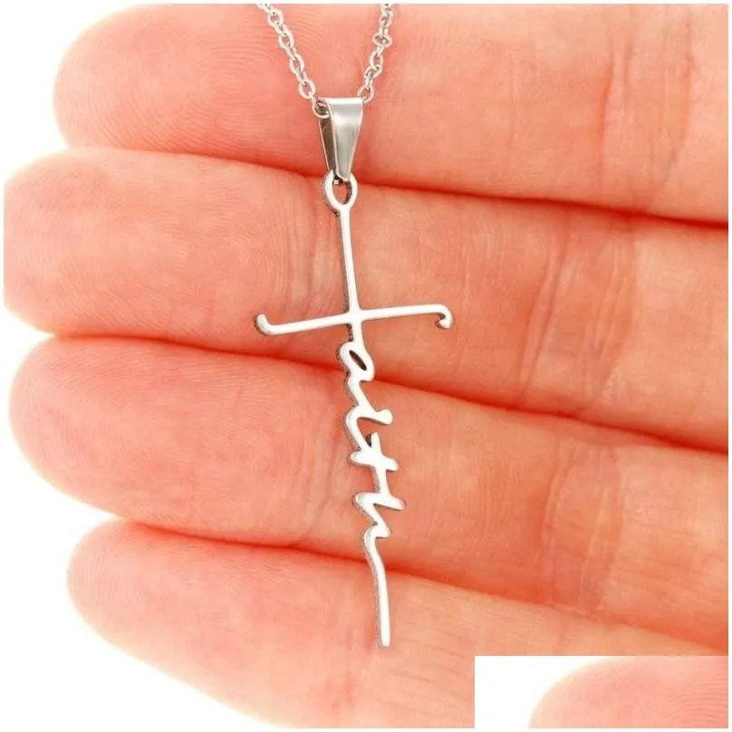 faith pendant necklace for women stainless steel faith necklace 18 inches
