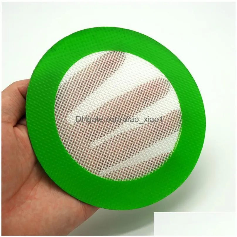 round silicone dab wax pad food safe baking mats reusable tray pan liner glass fiber non-stick pads dry herb mat high temperature resistance