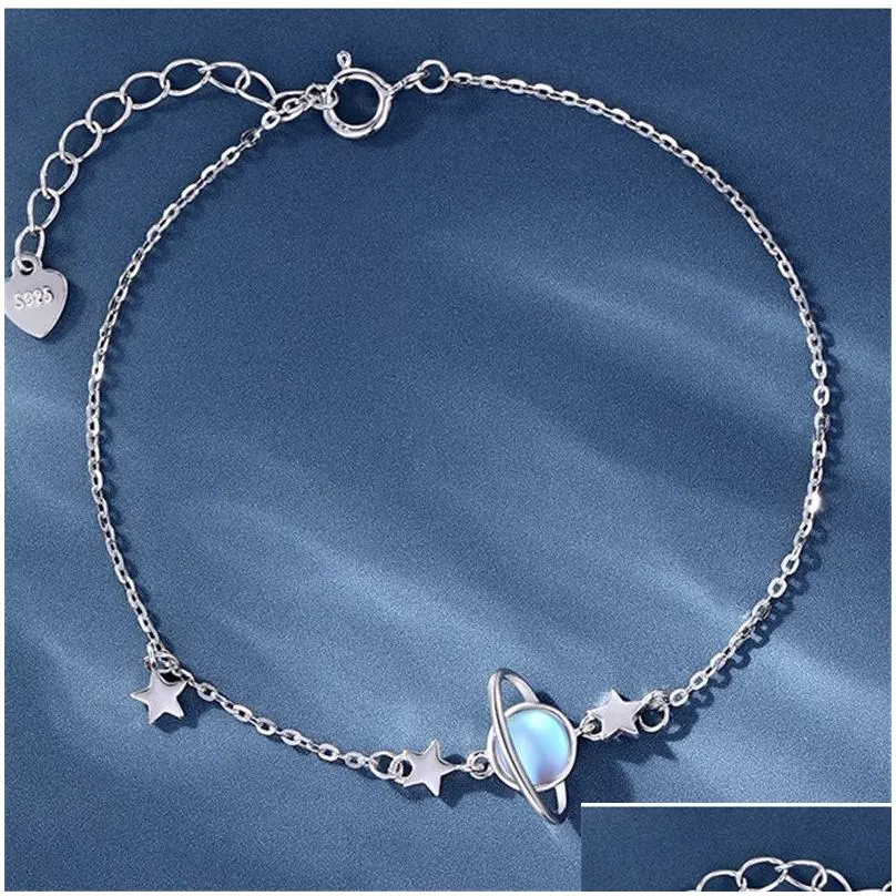 moonstone planet tassel star bracelet bangle for women girls party jewelry