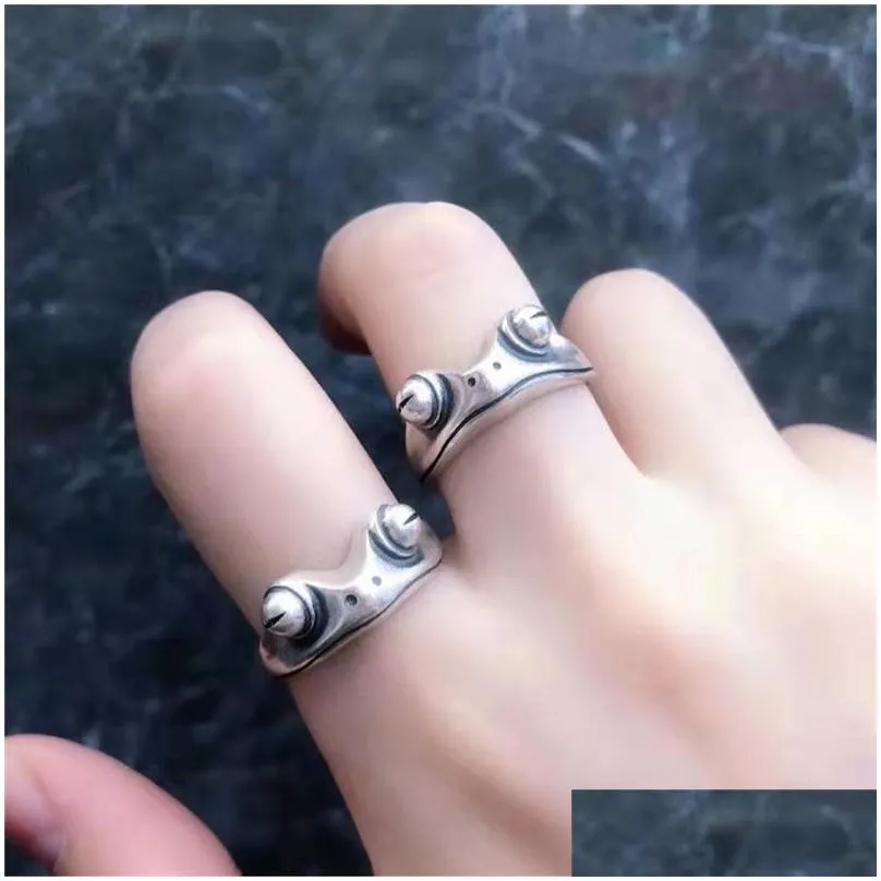 bohemian vintage frog ring for women artistic design retro opening resizable unisex female statement rings silver color gift