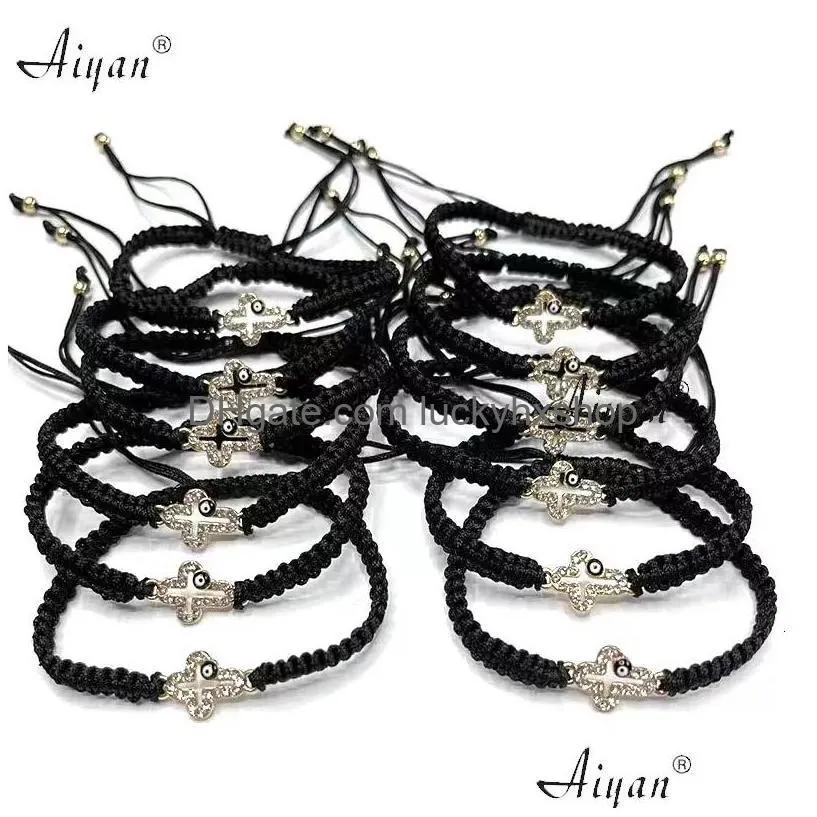 chain 12pieces religions cross with eyes handwoven bracelet for men and women to given as gifts or prayer many colors 230710