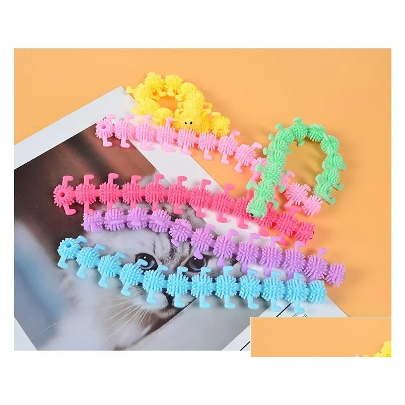 worm caterpillar tpr stress relief toy unicorn stretch string fidget funny pull vent toys noodles anti soft glue elastic rope neon autism noodle gift for kids dhs