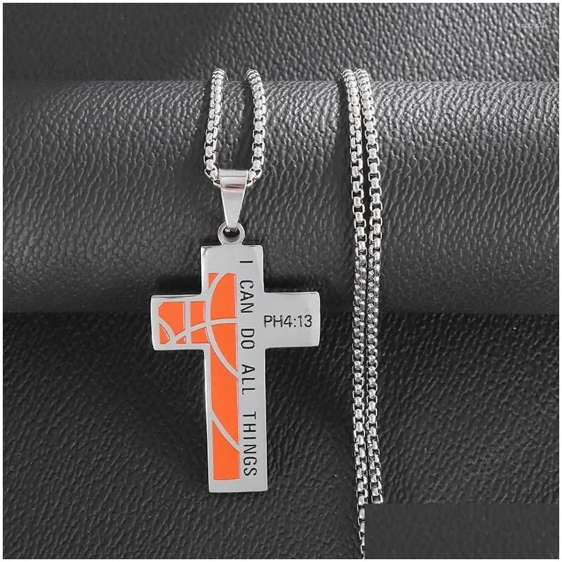 pendant necklaces personalized creative trend cross ball sports stainless steel necklace men and women hip-hop punk jewelry gift