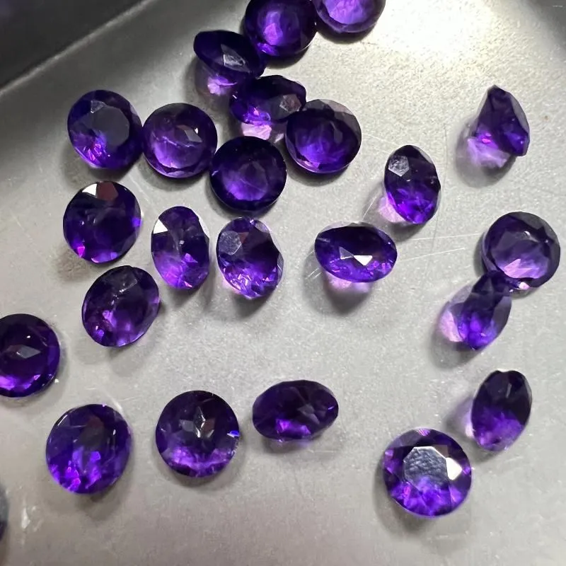 Loose Diamonds 6mm Dark Purple Amethyst Natural Round Cut Gemstones Stock Stone For Sale