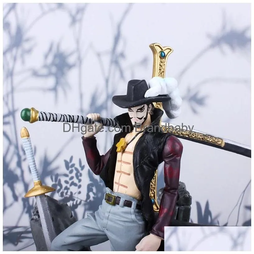 decompression toy 16cm anime one piece dracule mihawk figurine combat ver. pvc action figure collection model toys gift for collectible