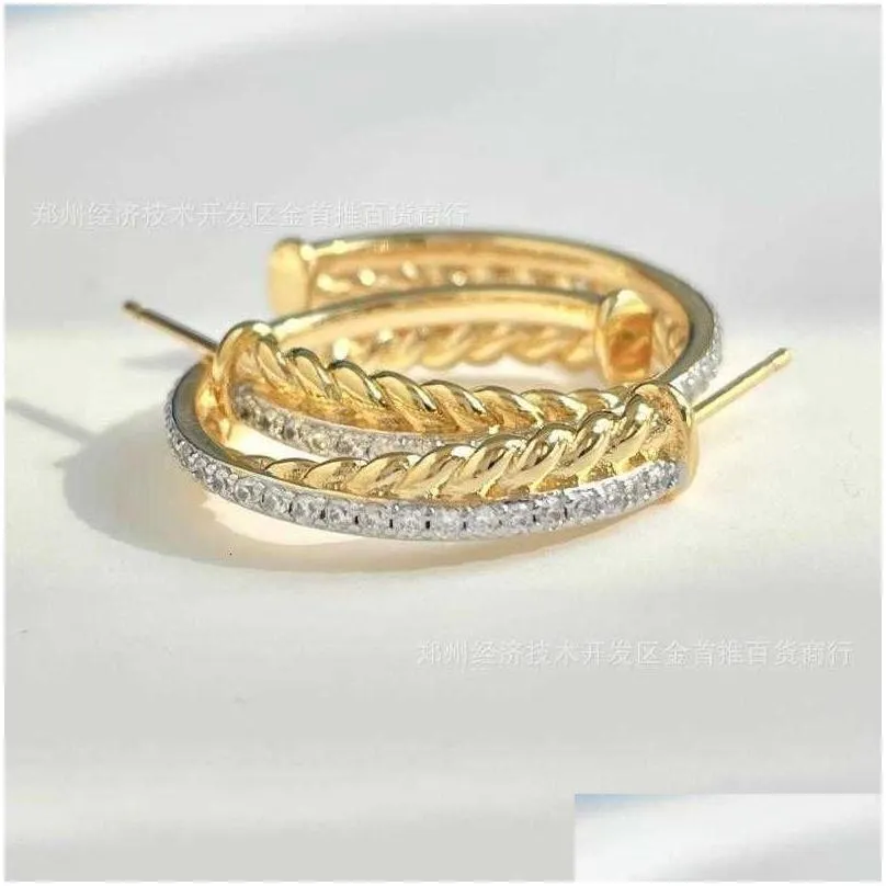 Charm Designer Earrings Gold For Women Logo Luxury Jewelry 925 Sterling Sier Double Twisted Round Earring Drop Delivery Otwdl