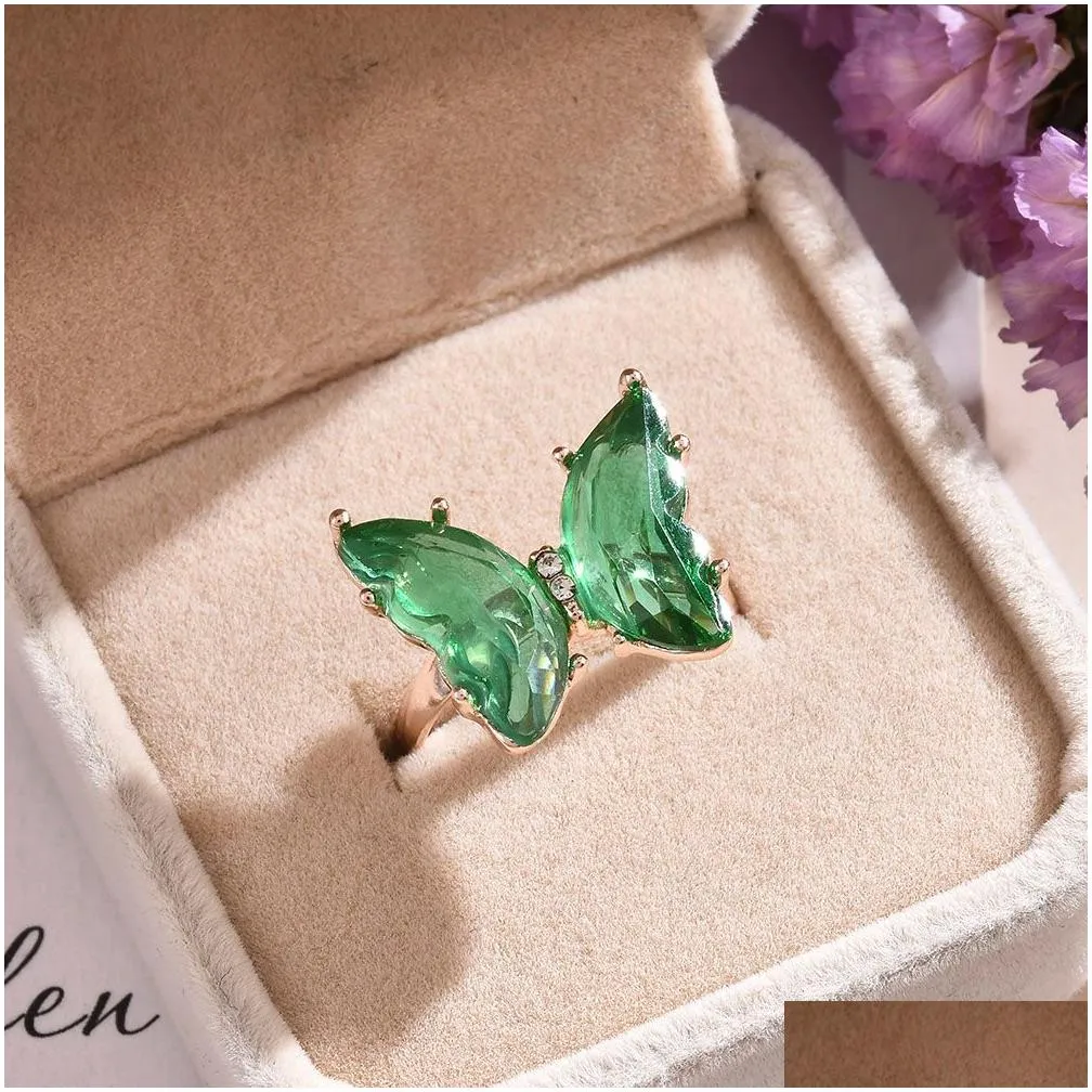 butterfly ring purple fashion temperament sweet romantic female jewelry girl wedding gift