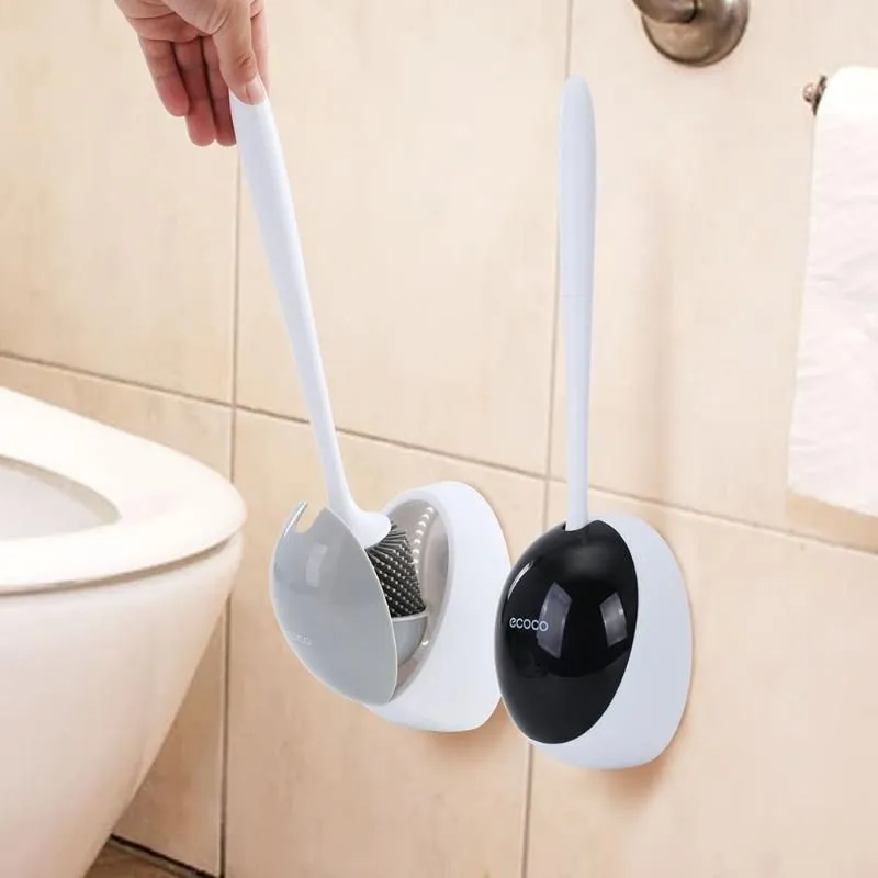 Bath Accessory Set Silicone Toilet Brush Drainable Wall-Mounted Cleaning Tools Kit Household Bathroom Brushes For WC Accessories Sets