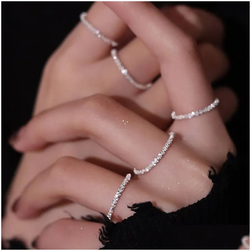 925 sterling silver sparkling ring simple style versatile decorative compact index finger ring women fashion jewelry