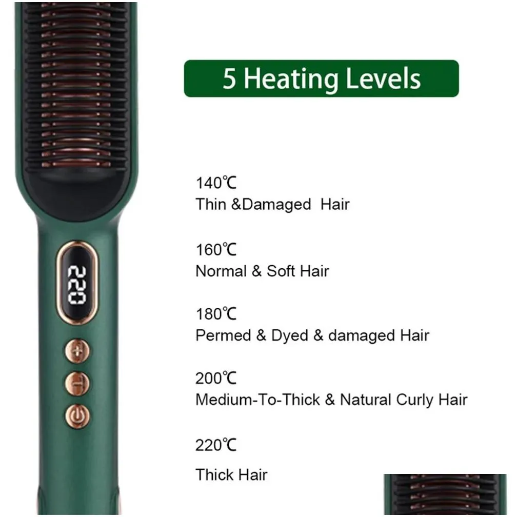 Irons 2 In 1 Hair Straightener Brush Hair Curling Iron Ceramic Negative Ion Hair Waver Curlers Hair Styling Tools with LCD Display