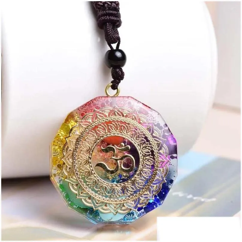 pendant necklaces necklace accessories handmade 7 chakara orgonite crystal reiki healing stone energey charms