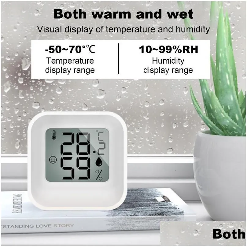 Household Thermometers Mini Lcd Digital Thermometer Hygrometer Indoor Room Electronic Temperature Portable For Kitchen Drop Delivery Ot1Ee