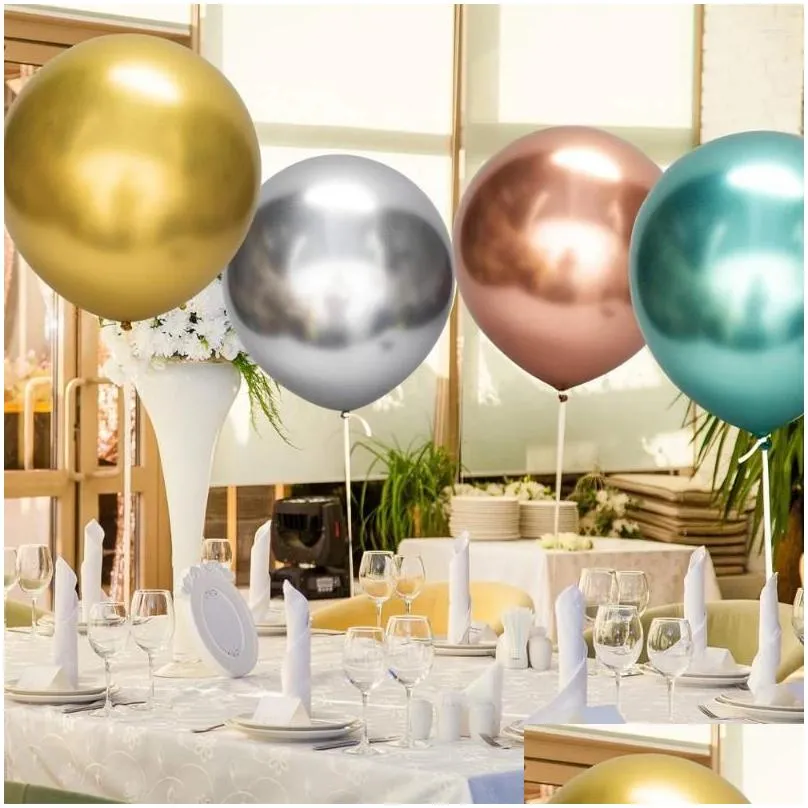 Party Decoration 18inch Metal Balloons Chrome Metallic Latex For Birthday Baby Shower Graduation Decorations