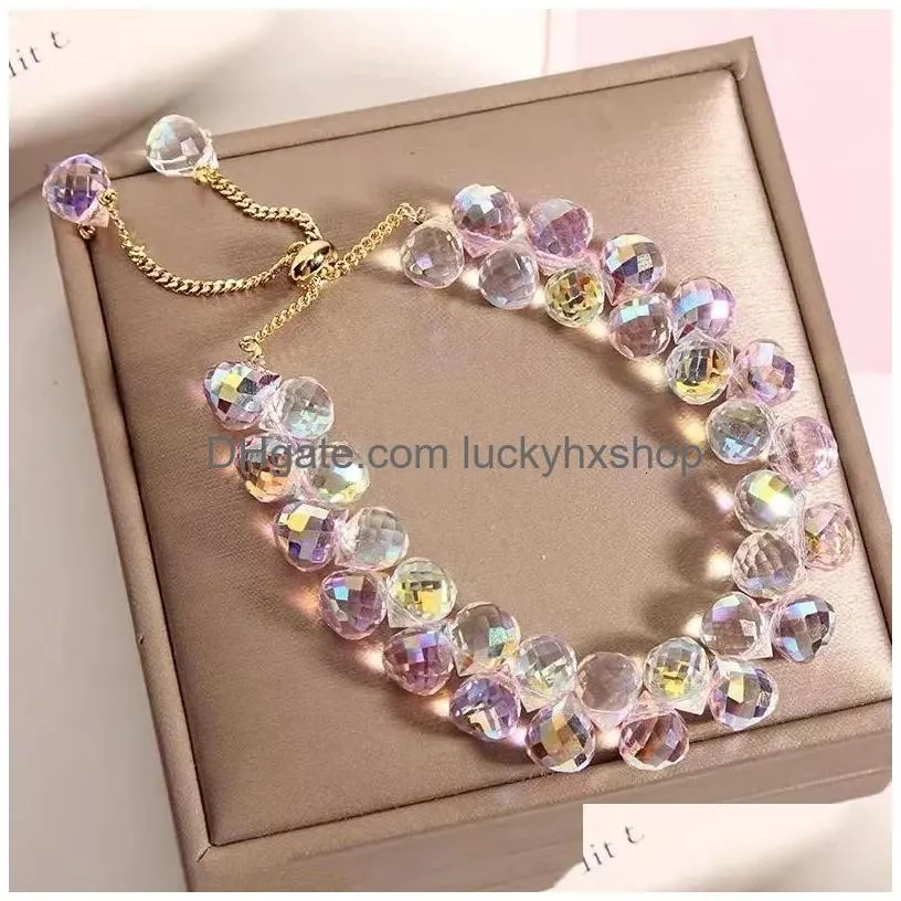 chain carlidana artificial austria crystal bracelet fashion shiny stone beads elasticity rope strand bracelets for women jewelry