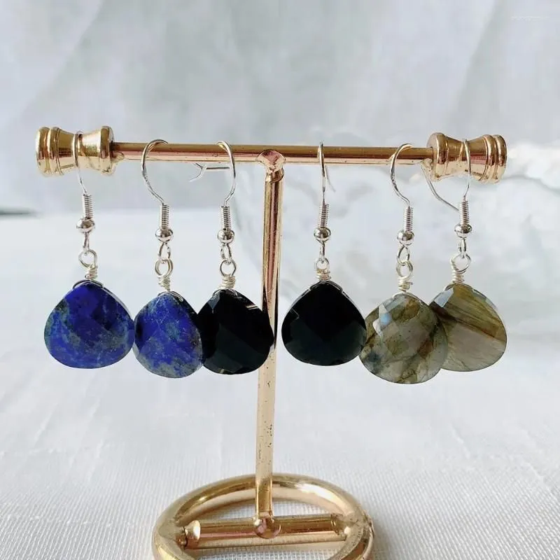 Dangle Earrings Natural Crystal Stone Drop For Women Lapis Pink Purple Small Waterdrop Silver Color Dangles Healing