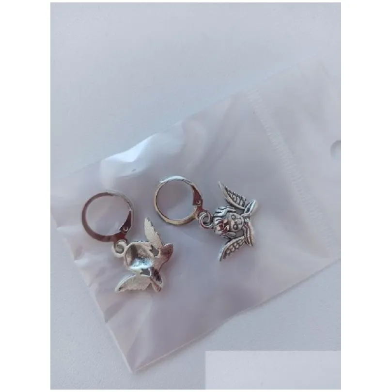 new vintage angel pendant cartilage drop dangle earrings punk jewelry for cool women girl friendship gifts