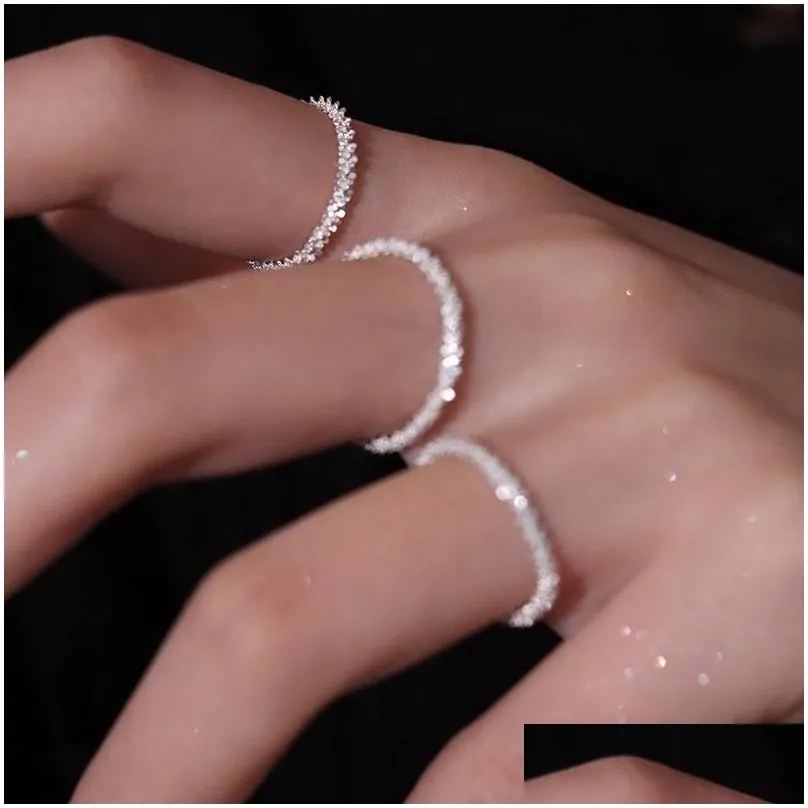 925 sterling silver sparkling ring simple style versatile decorative compact index finger ring women fashion jewelry