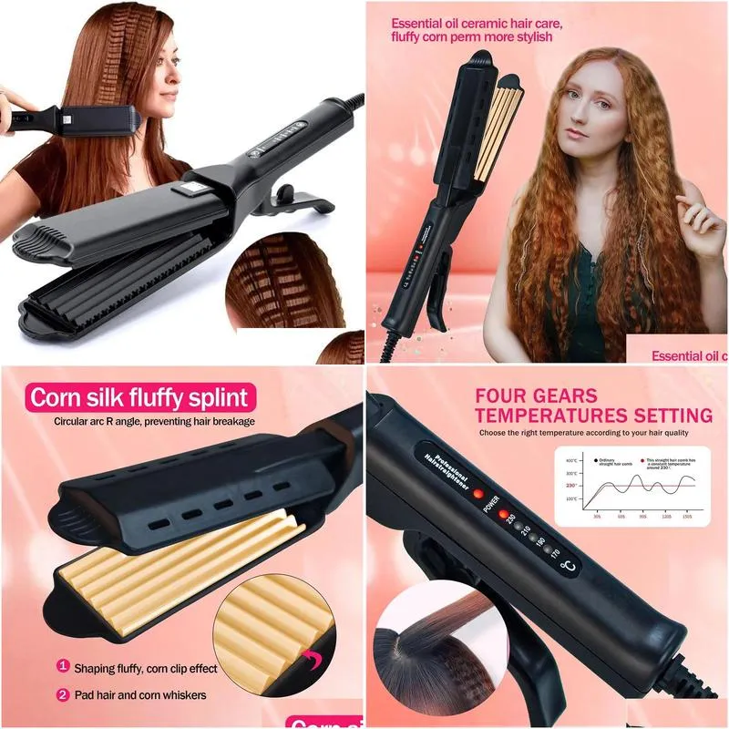 Irons Ceramic Hair Curler Corrugated Curling Iron Electric Hair Crimper Wave Corn Irons Curling Wand Styling Tools Corrugation Curler