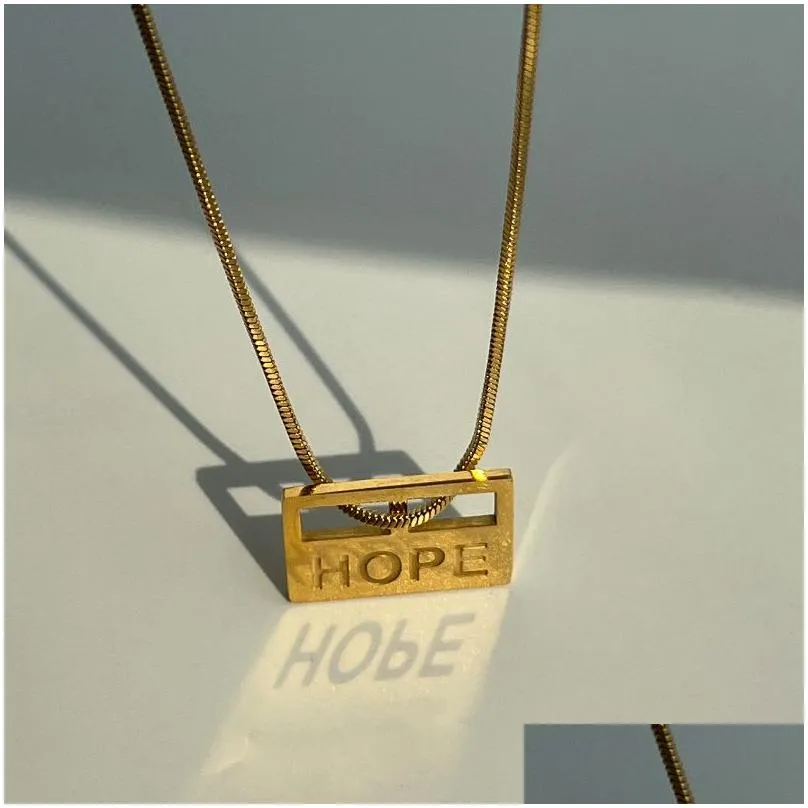 new 18k gold plated tarnish free stainless steel polished custom square envelope letter snake necklace hope for women