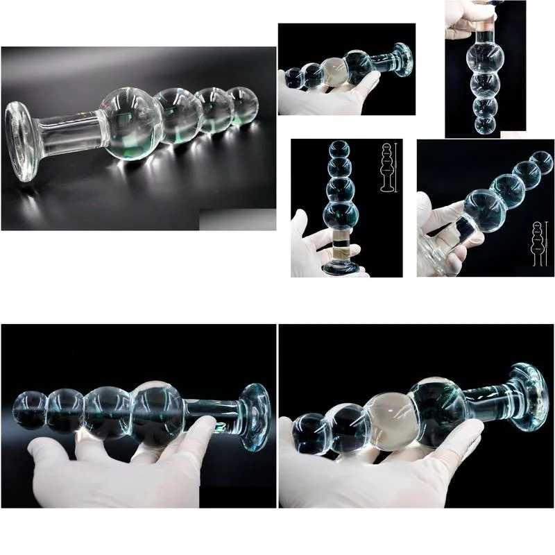 sex massagerlarge beads ball pyrex glass penis anal dildo butt plug crystal artificial male dick masturbator adult toy for women men gay