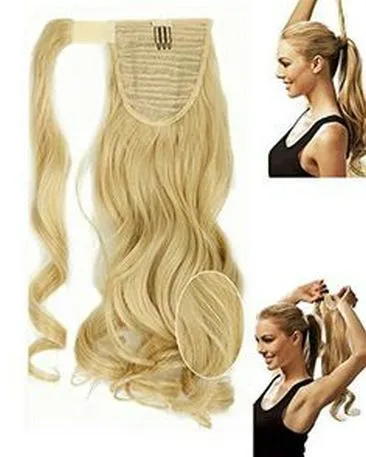 Wavy Strawberry blonde Clip in Ponytail Hair Extension Wrap Around brazilian human None synthetic Fake Pony Tail Hairpiecs Hair Piece