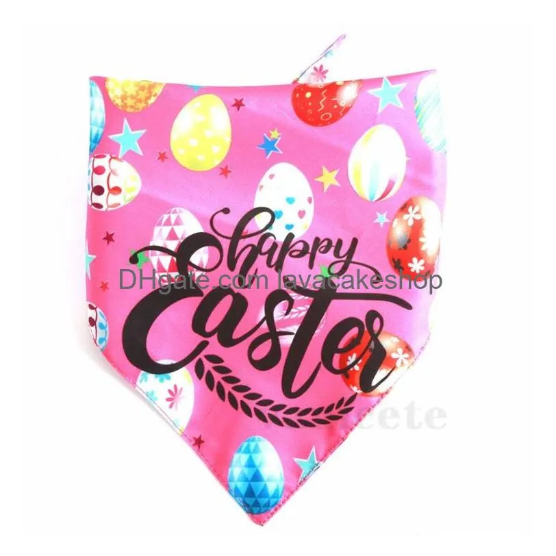 easter dog bandana double happy easter egg bunny printed triangle bibs pet scarf for medium to large dogs zc037