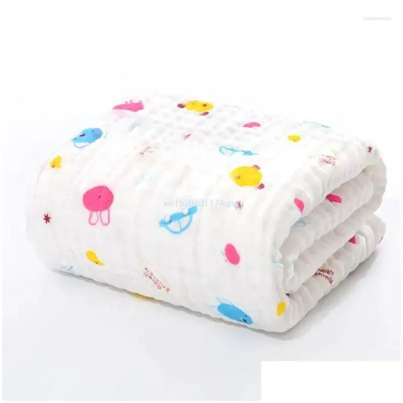 Blankets Soft Silky Cartoon Muslin Swaddle Neutral Receiving Blanket Large Dropship