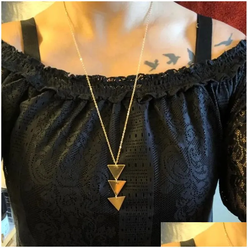 pendant necklace vintage triangle long chain women choker necklace collana sweater chain bijoux collier femme