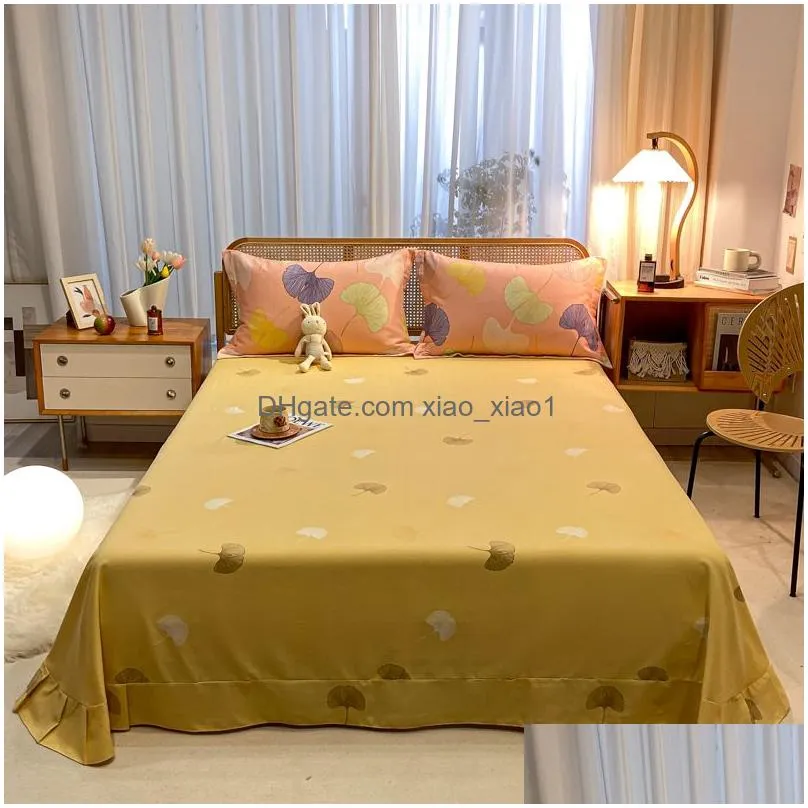 cotton ground bed sheet ruffled skirt thickened sheet dormitory bed spread single cotton sheet