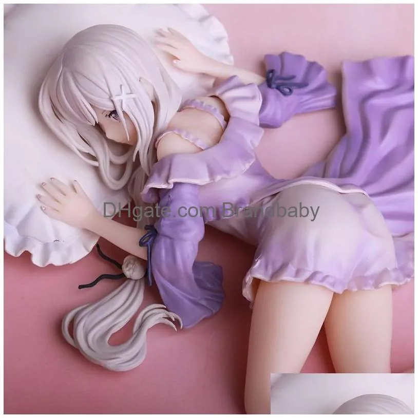 cartoon figures re:zero kara hajimeru isekai seikatsu emilia puck 1/7 pvc action figure sexy cut girl anime hentai model dolls gift