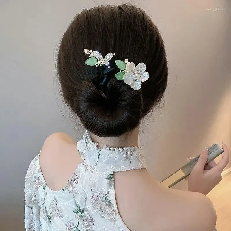 Hair Clips Fashion Elegant Butterfly Flower Updo Accessories For Women Gift Retro Luxury Lazy Man Tie Up Stick Headwear MomTiara