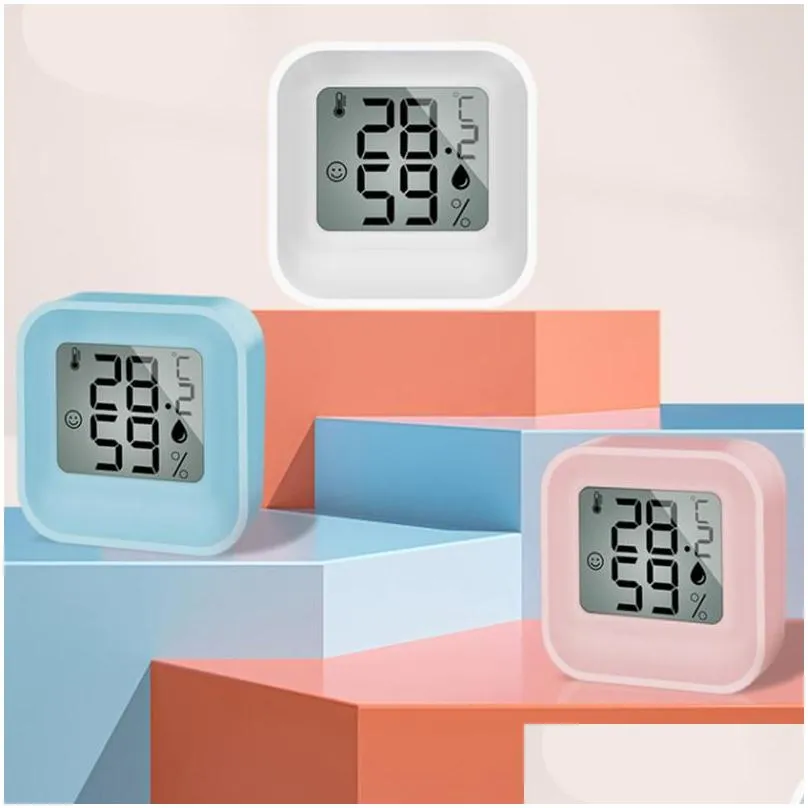 Household Thermometers Mini Lcd Digital Thermometer Hygrometer Indoor Room Electronic Temperature Portable For Kitchen Drop Delivery Ot1Ee