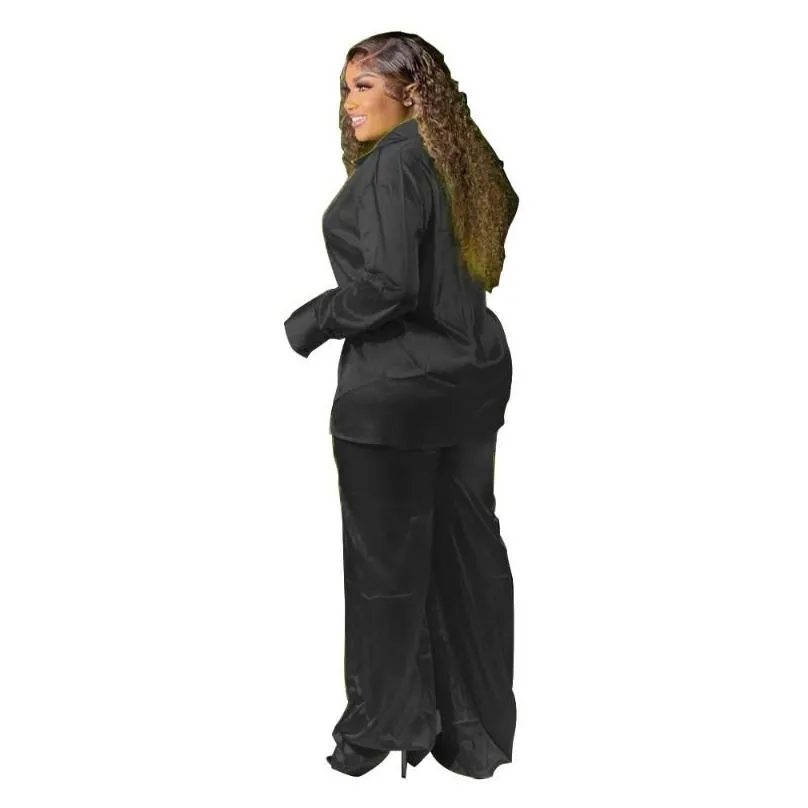 Women`S Plus Size Tracksuits Womens Perl Glossy Ol Two Piece Sets Outifits Clothing Fashion Matching Set Ropa De Mujer Tallas Grandes Dhez6