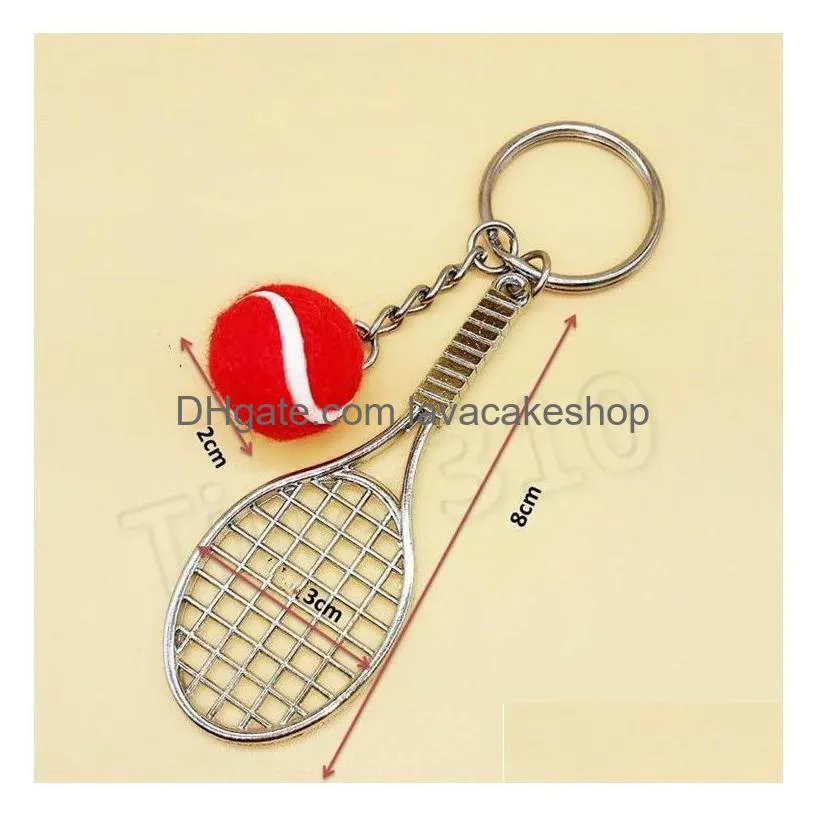 hot 6 color mini tennis keychain sports style key chains metal keychains car keyring kids toy novel birthday gift party