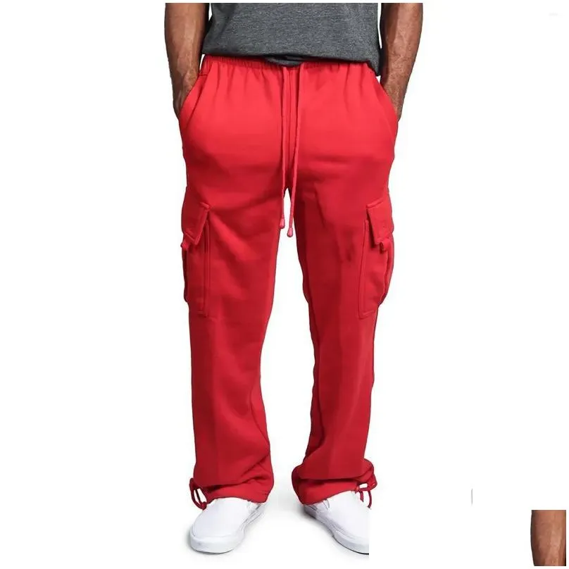 Men`s Pants Men Trousers Drawstring Sports Clothing Sweatpants Multi Pocket Casual Pantalones De Hombre