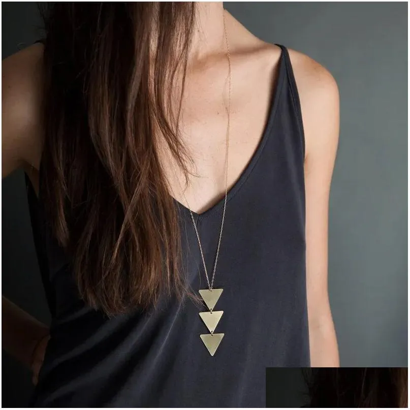 pendant necklace vintage triangle long chain women choker necklace collana sweater chain bijoux collier femme