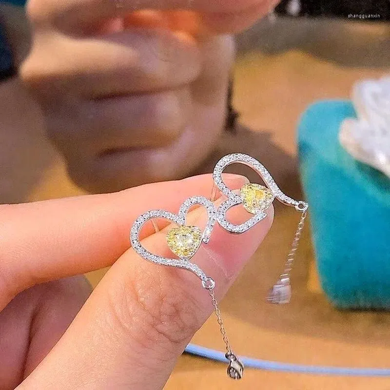 Dangle Earrings Huitan Aesthetic Heart Hanging Women Korean Fashion Style Delicate Girls Ear Piercing Accessories CZ Jewelry Wholesale