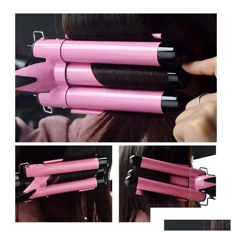 Irons Electric Curling Stick Egg Roll Korean Style Water Ripple Perm Threetube Curling Iron Wave Waver Styling Tools Hair Styler Wand